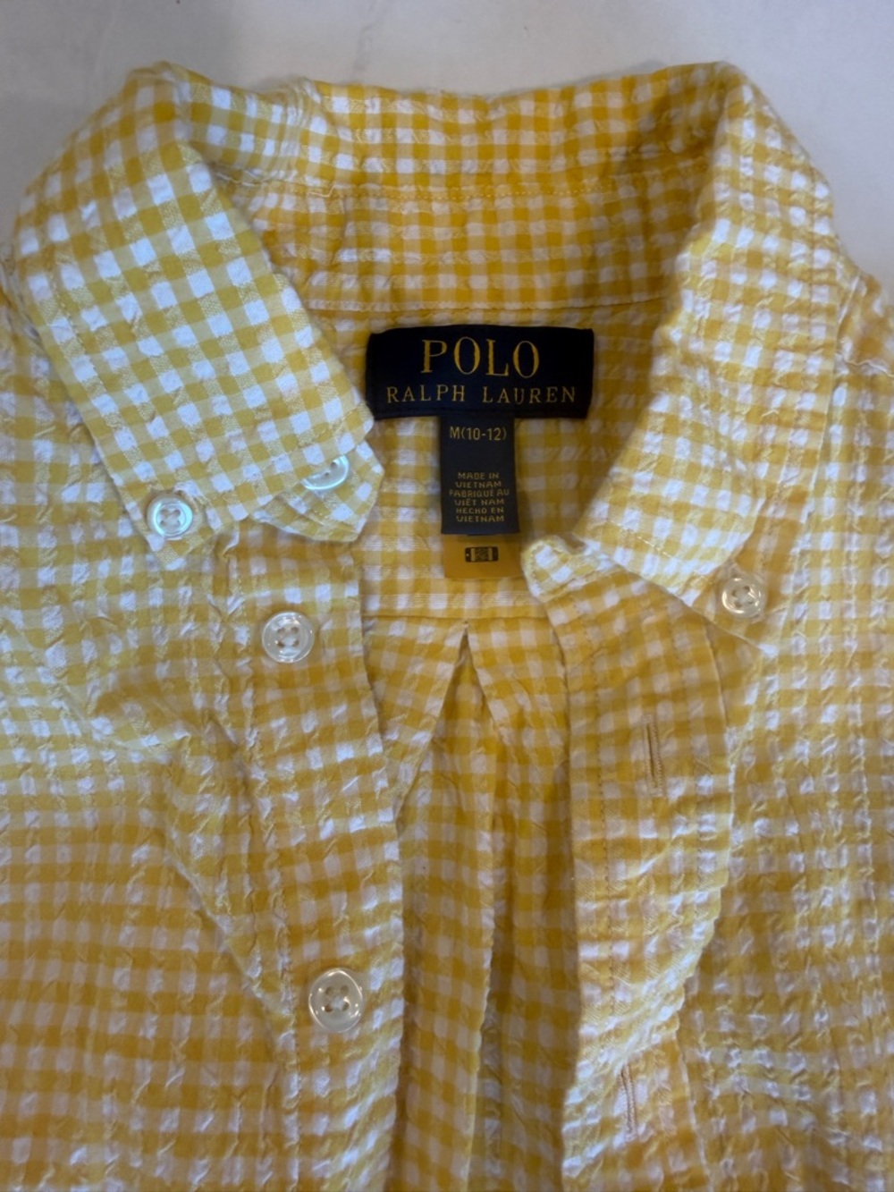 Polo by Ralph Lauren Yellow Gingham short sleeveButton-Down Shirt size M (10-12)